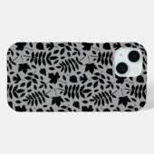 Fallen Blätter Muster Schwarz auf Grau Case-Mate iPhone Hülle (Rückseite (Horizontal))