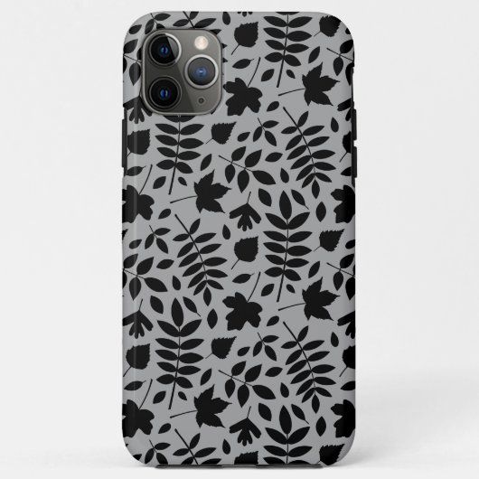 Fallen Blätter Muster Schwarz auf Grau Case-Mate iPhone Hülle (Rückseite)
