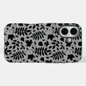 Fallen Blätter Muster Schwarz auf Grau Case-Mate iPhone Hülle (Rückseite (Horizontal))