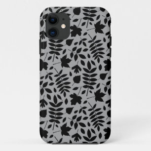 Fallen Blätter Muster Schwarz auf Grau Case-Mate iPhone Hülle