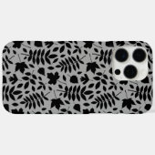 Fallen Blätter Muster Schwarz auf Grau Case-Mate iPhone Hülle (Rückseite (Horizontal))