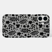 Fallen Blätter Muster Schwarz auf Grau Case-Mate iPhone Hülle (Rückseite (Horizontal))