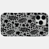 Fallen Blätter Muster Schwarz auf Grau Case-Mate iPhone Hülle (Rückseite (Horizontal))