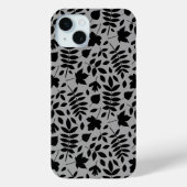 Fallen Blätter Muster Schwarz auf Grau Case-Mate iPhone Hülle (Rückseite)