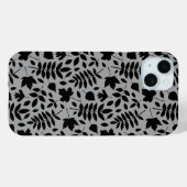 Fallen Blätter Muster Schwarz auf Grau Case-Mate iPhone Hülle (Rückseite (Horizontal))