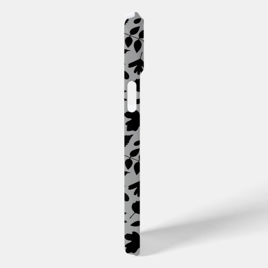 Fallen Blätter Muster Schwarz auf Grau Case-Mate iPhone Hülle (Rückseite / Rechts)