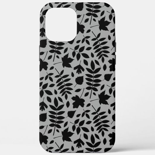 Fallen Blätter Muster Schwarz auf Grau Case-Mate iPhone Hülle (Rückseite)