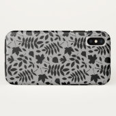 Fallen Blätter Muster Schwarz auf Grau Case-Mate iPhone Hülle (Rückseite (Horizontal))