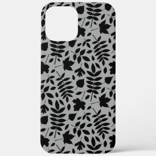 Fallen Blätter Muster Schwarz auf Grau Case-Mate iPhone Hülle