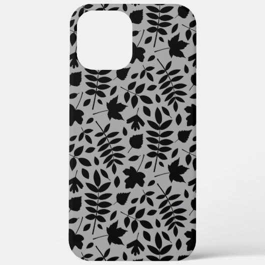 Fallen Blätter Muster Schwarz auf Grau Case-Mate iPhone Hülle (Rückseite)