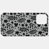 Fallen Blätter Muster Schwarz auf Grau Case-Mate iPhone Hülle (Hinten (horizontal))