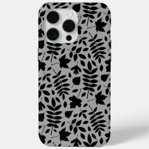 Fallen Blätter Muster Schwarz auf Grau Case-Mate iPhone Hülle