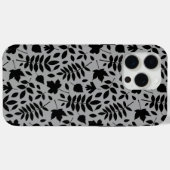 Fallen Blätter Muster Schwarz auf Grau Case-Mate iPhone Hülle (Rückseite (Horizontal))