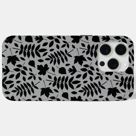 Fallen Blätter Muster Schwarz auf Grau Case-Mate iPhone Hülle (Rückseite (Horizontal))