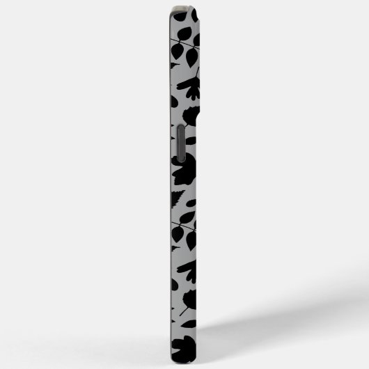 Fallen Blätter Muster Schwarz auf Grau Case-Mate iPhone Hülle (Rückseite / Rechts)