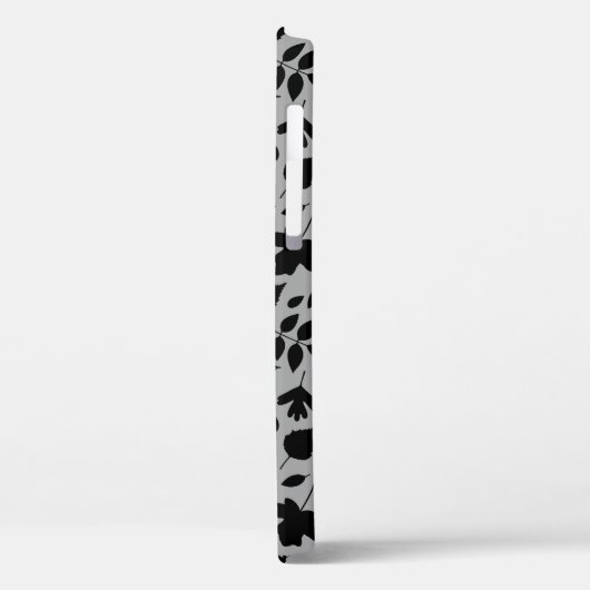 Fallen Blätter Muster Schwarz auf Grau Case-Mate iPhone Hülle (Rückseite / Links)