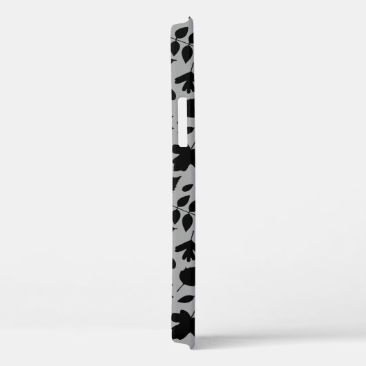 Fallen Blätter Muster Schwarz auf Grau Case-Mate iPhone Hülle (Rückseite / Rechts)