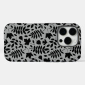 Fallen Blätter Muster Schwarz auf Grau Case-Mate iPhone Hülle (Rückseite (Horizontal))