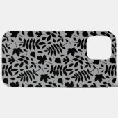 Fallen Blätter Muster Schwarz auf Grau Case-Mate iPhone Hülle (Rückseite (Horizontal))