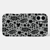 Fallen Blätter Muster Schwarz auf Grau Case-Mate iPhone Hülle (Rückseite (Horizontal))