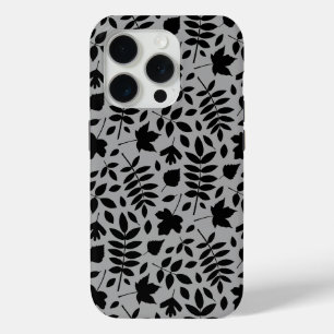 Fallen Blätter Muster Schwarz auf Grau Case-Mate iPhone Hülle