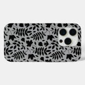 Fallen Blätter Muster Schwarz auf Grau Case-Mate iPhone Hülle (Rückseite (Horizontal))