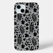 Fallen Blätter Muster Schwarz auf Grau Case-Mate iPhone Hülle (Rückseite)