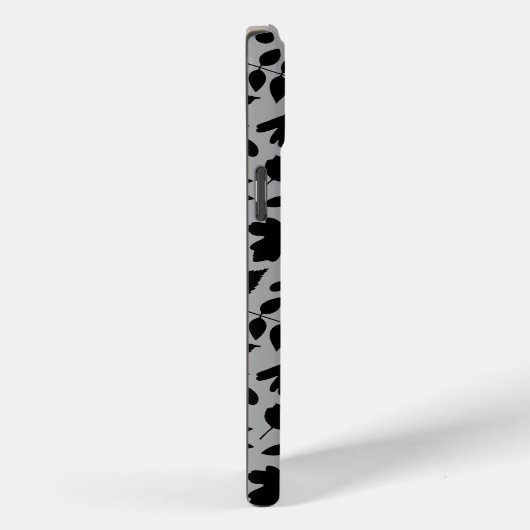 Fallen Blätter Muster Schwarz auf Grau Case-Mate iPhone Hülle (Rückseite / Rechts)