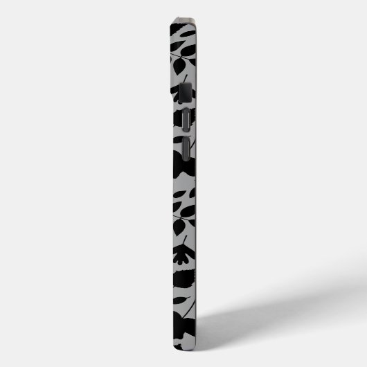 Fallen Blätter Muster Schwarz auf Grau Case-Mate iPhone Hülle (Rückseite / Links)