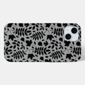 Fallen Blätter Muster Schwarz auf Grau Case-Mate iPhone Hülle (Rückseite (Horizontal))