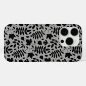 Fallen Blätter Muster Schwarz auf Grau Case-Mate iPhone Hülle (Rückseite (Horizontal))