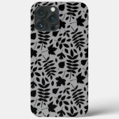 Fallen Blätter Muster Schwarz auf Grau Case-Mate iPhone Hülle (Rückseite)