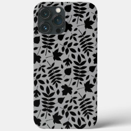 Fallen Blätter Muster Schwarz auf Grau Case-Mate iPhone Hülle