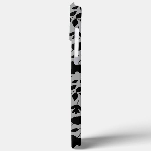 Fallen Blätter Muster Schwarz auf Grau Case-Mate iPhone Hülle (Rückseite / Links)