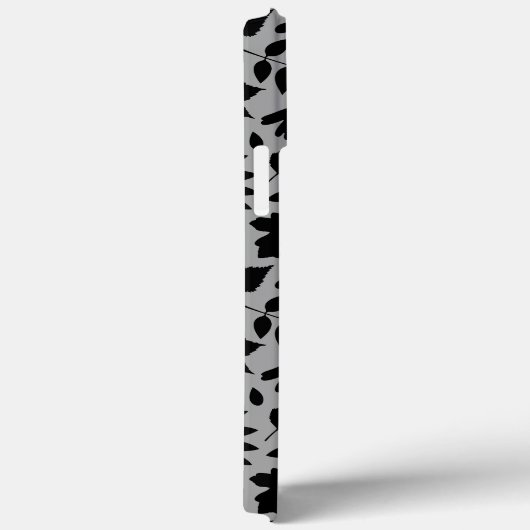 Fallen Blätter Muster Schwarz auf Grau Case-Mate iPhone Hülle (Rückseite / Rechts)