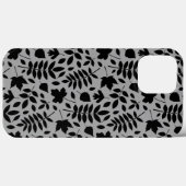 Fallen Blätter Muster Schwarz auf Grau Case-Mate iPhone Hülle (Rückseite (Horizontal))