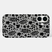 Fallen Blätter Muster Schwarz auf Grau Case-Mate iPhone Hülle (Rückseite (Horizontal))