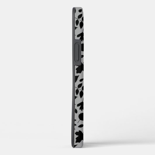 Fallen Blätter Muster Schwarz auf Grau Case-Mate iPhone Hülle (Rückseite / Rechts)