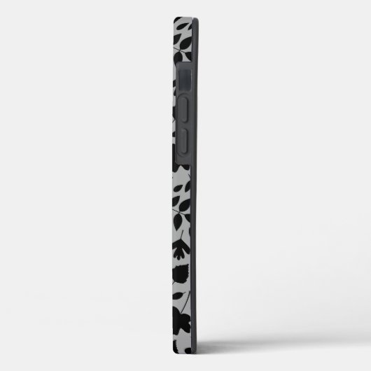Fallen Blätter Muster Schwarz auf Grau Case-Mate iPhone Hülle (Rückseite / Links)