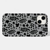 Fallen Blätter Muster Schwarz auf Grau Case-Mate iPhone Hülle (Rückseite (Horizontal))