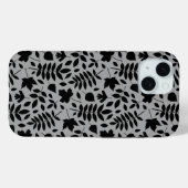 Fallen Blätter Muster Schwarz auf Grau Case-Mate iPhone Hülle (Rückseite (Horizontal))