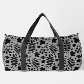 Fallen Blätter Muster Schwarz auf Grau Duffle Bag (Rückseite)