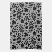 Fallen Blätter Muster Schwarz auf Grau Geschirrtuch (Vertikal)