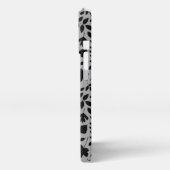 Fallen Blätter Muster Schwarz auf Grau iPhone Hülle (Linke Seite)