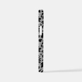 Fallen Blätter Muster Schwarz auf Grau iPhone Hülle (Rechte Seite)