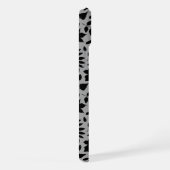 Fallen Blätter Muster Schwarz auf Grau iPhone Hülle (Rechte Seite)