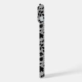 Fallen Blätter Muster Schwarz auf Grau iPhone Hülle (Linke Seite)