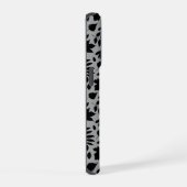 Fallen Blätter Muster Schwarz auf Grau iPhone Hülle (Rechte Seite)