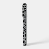 Fallen Blätter Muster Schwarz auf Grau iPhone Hülle (Linke Seite)