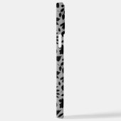 Fallen Blätter Muster Schwarz auf Grau iPhone Hülle (Rechte Seite)